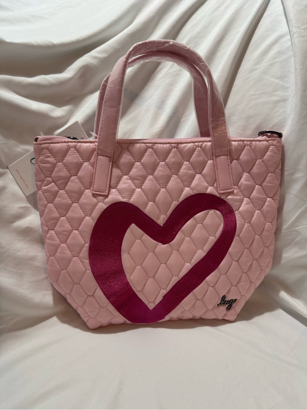 Lug Sprinkler Crossbody Bag - Bubble Pink Heart (Embroidered)